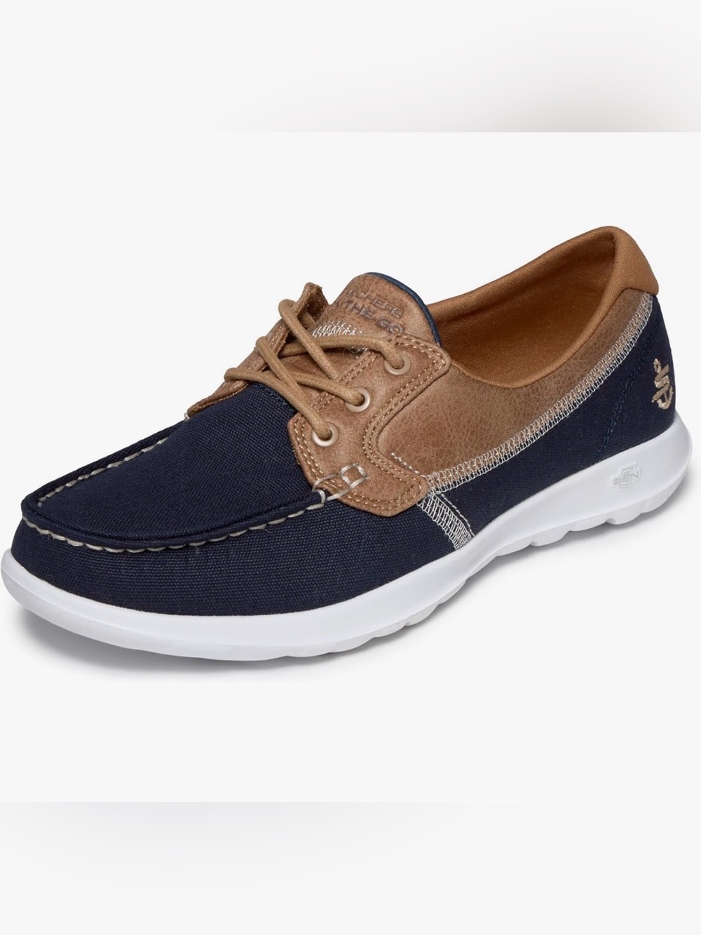 Skechers Navy and Brown Canvas Boat Shoe